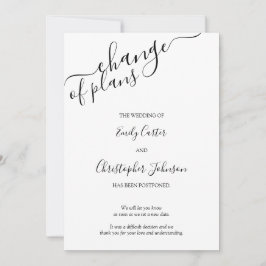 Verandering van Plannen Elegant Script Zwart Wit K Save The Date