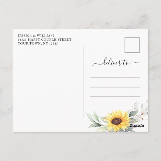 Verandering van plannen Elegant Sunflower Wedding Briefkaart (Achterkant)