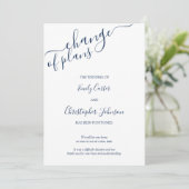 Verandering van Plannen Elegante Blauwe Witte Foto Save The Date (Staand voorkant)