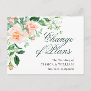 Verandering van Plannen Elegante Blush Rozen Bruil Briefkaart