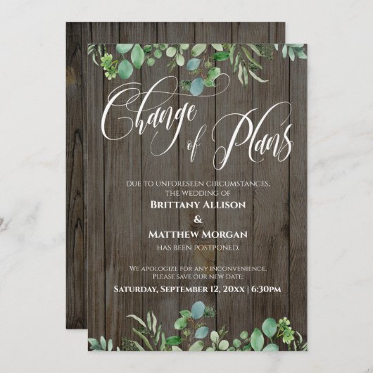 Verandering van plannen Eucalyptus uitgesteld brui Kaart (Voorkant / Achterkant)