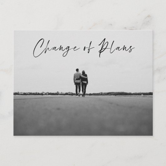 Verandering van plannen Foto bruiloft Datum Briefkaart (Voorkant)