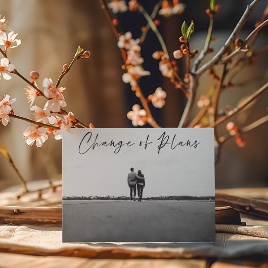 Verandering van plannen Foto bruiloft Datum Briefkaart