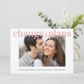 Verandering van Plannen Foto Roze Huwelijk Uitstel Aankondiging (Staand voorkant)