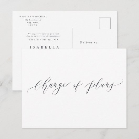 Verandering van plannen groen bruiloft uitstel briefkaart (Voorkant / Achterkant)