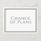 Verandering van plannen herplannen bruiloft of eve briefkaart (Voorkant)