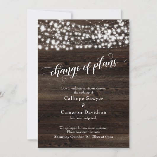 Verandering van Plannen Houten Lichten Uitgestelde Kaart (Voorkant)