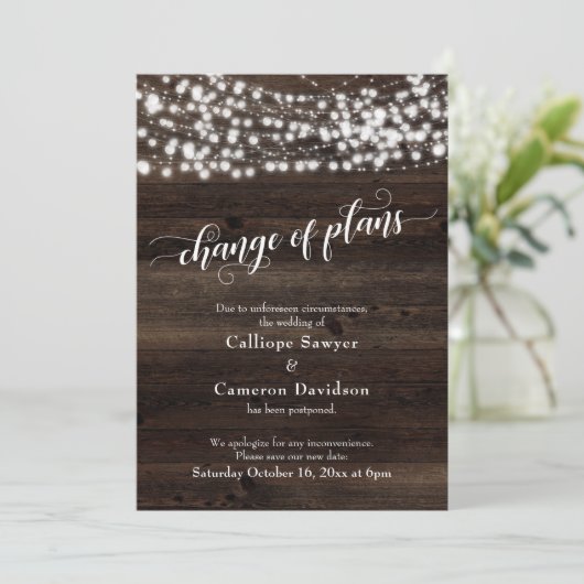 Verandering van Plannen Houten Lichten Uitgestelde Kaart (Staand voorkant)