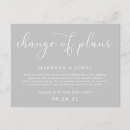 Verandering van plannen Huwelijk uitgesteld Aankondigingskaart