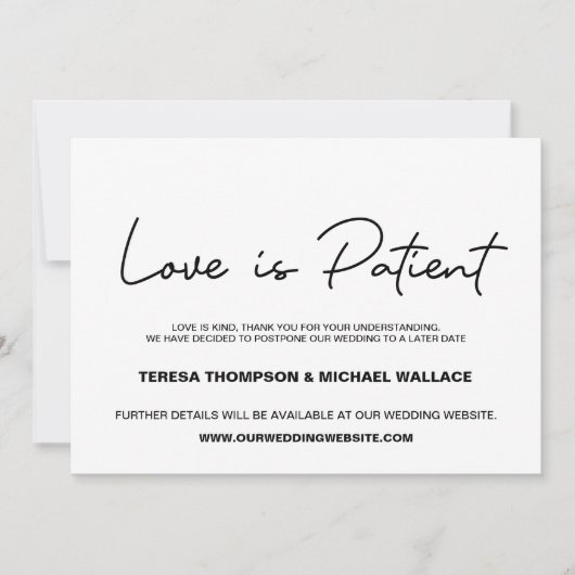 Verandering van plannen Liefde is Patient Wedding  Kaart (Voorkant)
