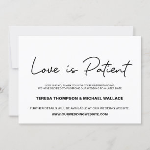 Verandering van plannen Liefde is Patient Wedding  Kaart