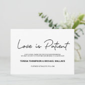 Verandering van plannen Liefde is Patient Wedding Kaart (Staand voorkant)