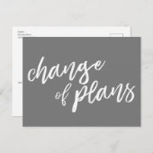 Verandering van plannen Modern Gray White Postpone Aankondigingskaart (Voorkant / Achterkant)
