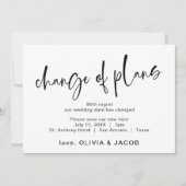 Verandering van plannen | Modern zwart-wit Save The Date (Voorkant)