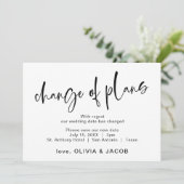 Verandering van plannen | Modern zwart-wit Save The Date (Staand voorkant)