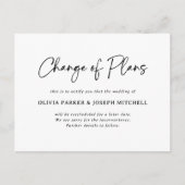 Verandering van plannen | Modern zwart-wit script Briefkaart (Voorkant)
