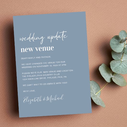 Verandering van plannen Nieuwe Venue Dusty Blue We Aankondiging