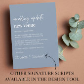 Verandering van plannen Nieuwe Venue Dusty Blue We Aankondiging