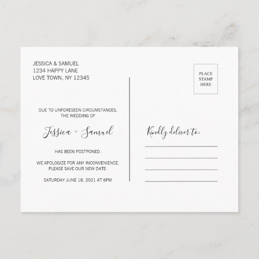 Verandering van plannen Sociale uitsplitsing spare Aankondigingskaart (Achterkant)