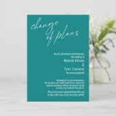 Verandering van Plannen Teal Uitgestelde Trouwkaar Kaart (Staand voorkant)