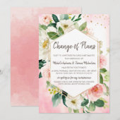 Verandering van Plannen Trouw Aquarel Bloem Roze Save The Date (Voorkant / Achterkant)