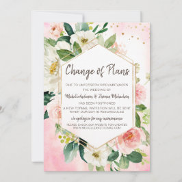 Verandering van Plannen Trouw Aquarel Bloem Roze Save The Date
