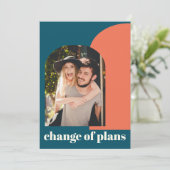 Verandering van plannen Trouw Kleurrijk Blauw Geom Save The Date (Staand voorkant)