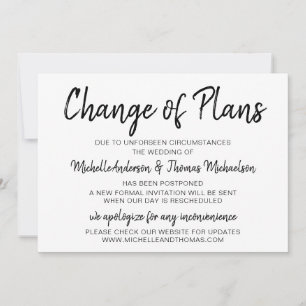 Verandering van Plannen Trouwdag Eenvoudig Zwart e Save The Date
