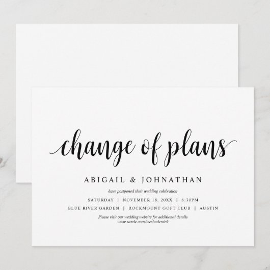 Verandering van plannen, Trouwdatum wijzigen Kaart (Voorkant / Achterkant)