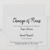 "Verandering van Plannen" Trouwen Zwart op Grijze  Kaart (Voorkant / Achterkant)