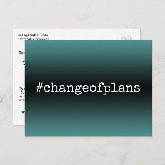 Verandering van Plannen Uitgesteld Bruiloft Blauwg Briefkaart (Voorkant / Achterkant)