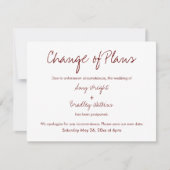 Verandering van plannen uitgesteld bruiloft rood e kaart (Voorkant)