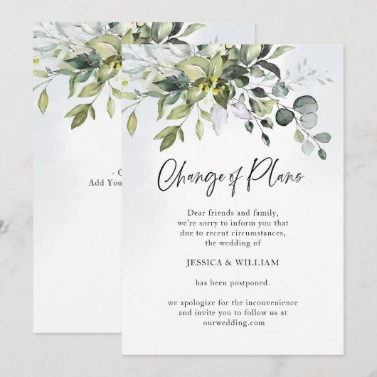 Verandering van plannen uitgesteld eucalyptus chiq kaart (Voorkant / Achterkant)