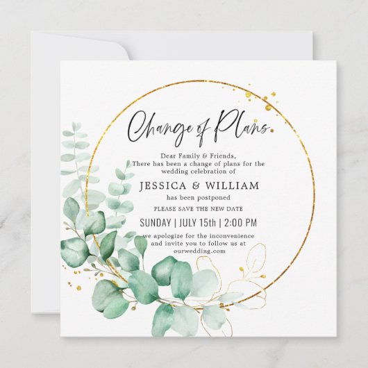 Verandering van plannen uitgesteld eucalyptus groe kaart (Voorkant)