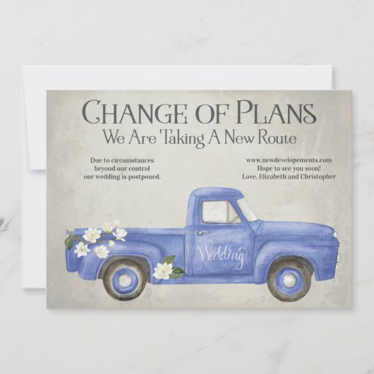 Verandering Van Plannen Uitgesteld Oude Blauwe Tru Aankondiging (Voorkant)