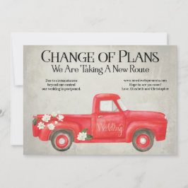 Verandering van plannen uitgesteld rood vrachtwage aankondiging