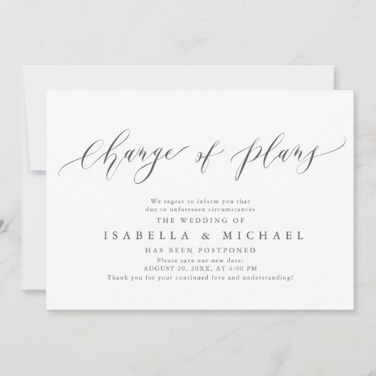 Verandering van plannen Uitgestelde bruiloft aanko Kaart (Voorkant)