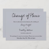 "Verandering van plannen" Uitgestelde bruiloft Bla Kaart (Voorkant / Achterkant)