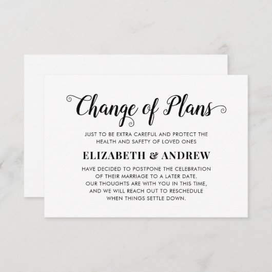 Verandering van Plannen Uitgestelde Bruiloft Moder Aankondiging (Voorkant / Achterkant)