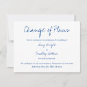 Verandering van plannen uitgestelde bruiloft witte kaart (Voorkant)