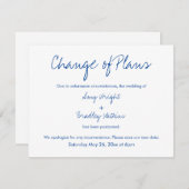 Verandering van plannen uitgestelde bruiloft witte kaart (Voorkant / Achterkant)