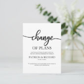 Verandering Van Plannen Uitgestelde Geannuleerde T Briefkaart (Staand voorkant)