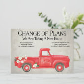 Verandering Van Plannen Uitgestelde Rode Truck Huw Aankondiging (Staand voorkant)