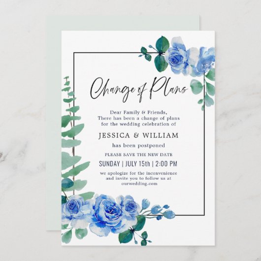 Verandering van plannen uitgestelde stosterblauwe kaart (Voorkant / Achterkant)
