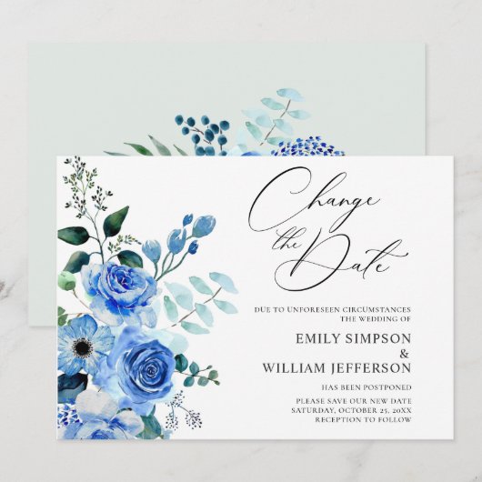Verandering van plannen uitgestelde stosterblauwe kaart (Voorkant / Achterkant)