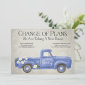 Verandering Van Plannen Uitgestelde Vintage Blauwe Aankondiging (Staand voorkant)