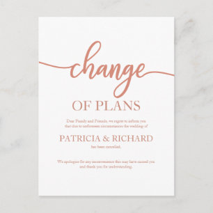 Verandering van plannen voor uitstel van het Roos  Briefkaart