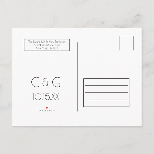 Verandering van plannen White Black Uitgestelde br Aankondigingskaart (Achterkant)