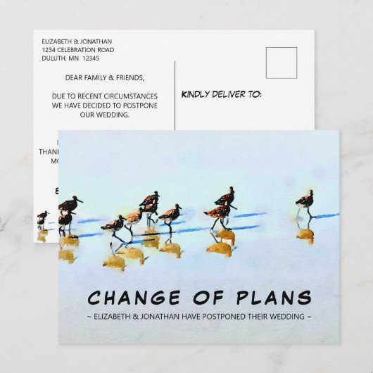 Verandering van Plannen Zandlopers op het Strand B Briefkaart (Voorkant / Achterkant)