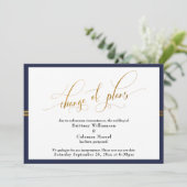 Verandering van Plans Elegant Navy w / Gold Stripe Kaart (Staand voorkant)